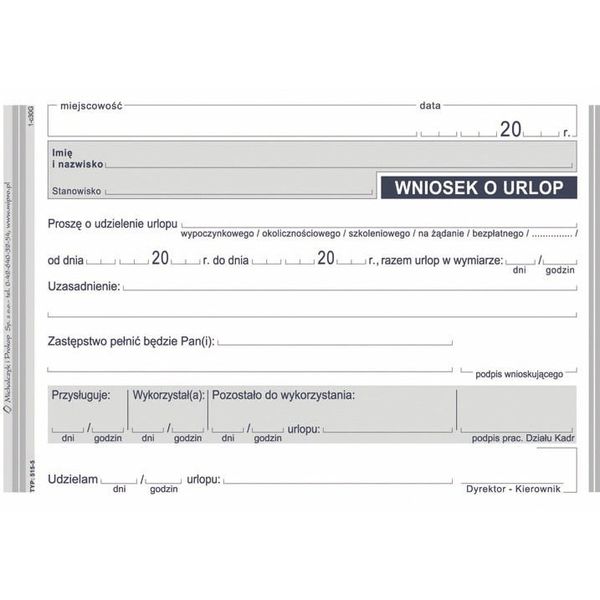 DRUK WNIOSEK O URLOP 515-5 zdjęcie 2