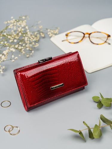 kompaktowy portfel z lakierowanej skóry - lorenti na Arena.pl