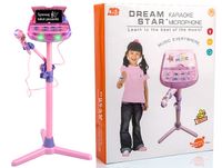 ZESTAW DO KARAOKE DLA DZIECI MIKROFON +REGULOWANY STATYW MP3 EFEKTY DŹWIĘKI
