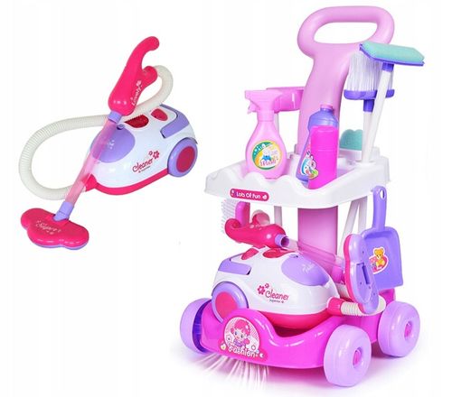 ZESTAW DO SPRZĄTANIA dla dzieci ODKURZACZ WCIĄGA WÓZEK MOP MIOTŁA SPRAY na Arena.pl