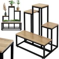 Kwietnik stojący metalowy piętrowy stojak na 6 kwiatów regał dąb antyczny