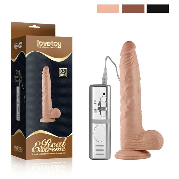 9.5'' Real Extreme Vibrating Dildo Flesh zdjęcie 2
