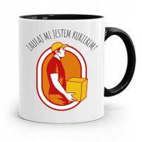 Kubek Czarny Dla Kuriera Zaufaj Mi Jestem Prezent Z Nadrukiem Ze Zdjęciem