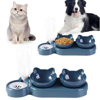 Miska Podwójna Zestaw dla Psa Kota na Karmę z Dozownikiem do Wody Bidon