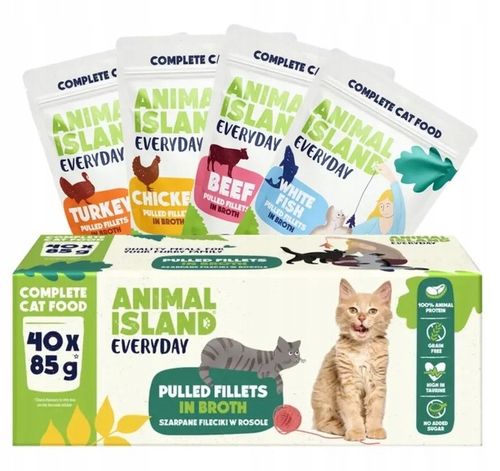 Animal Island Karma mokra dla kota Wołowina/Kurczak/Indyk/Biała ryba 40x85g na Arena.pl