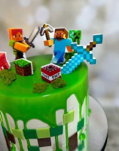 Zestaw do dekoracji tortu na masie cukrowej MINECRAFT Figurki na tort 21el. na Arena.pl