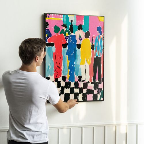 Plakat w ramie ilustracja kawiarnia 30x40 cm w czarnej ramie na Arena.pl