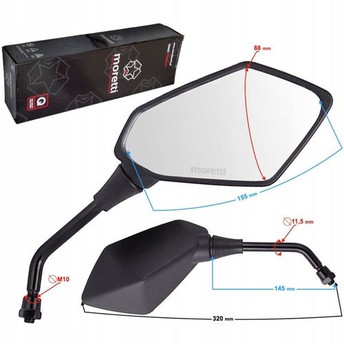 LUSTERKA MOTOCYKLOWE Moretti M10 LR Yamaha czarne na Arena.pl