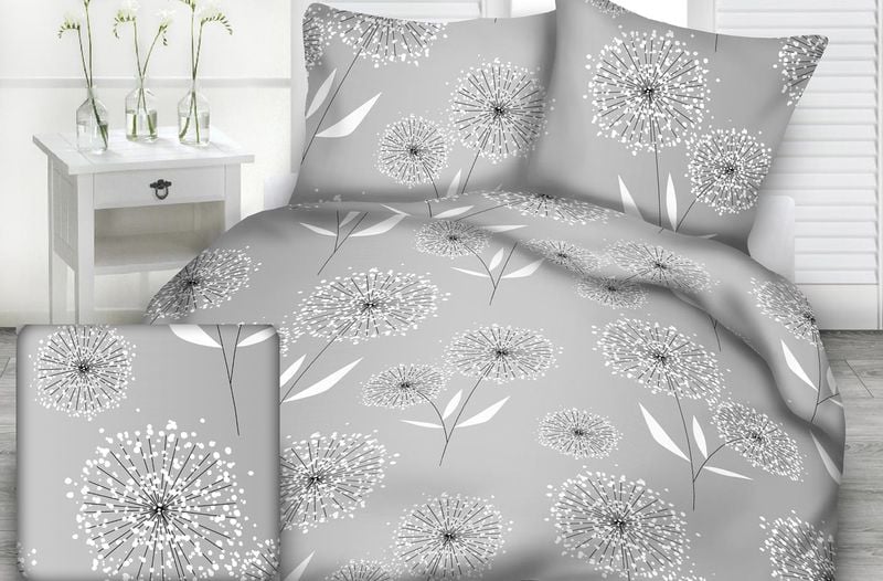 Pościel z kory 140x200 wzór dmuchawce na szarości zdjęcie 1