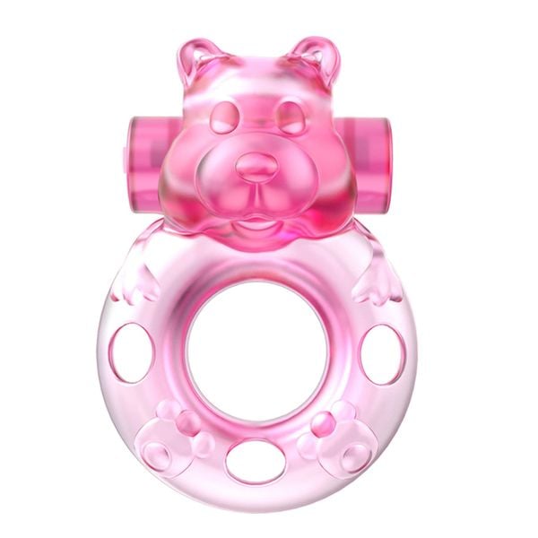 Vibrating Bear Cock Ring – Pink zdjęcie 3