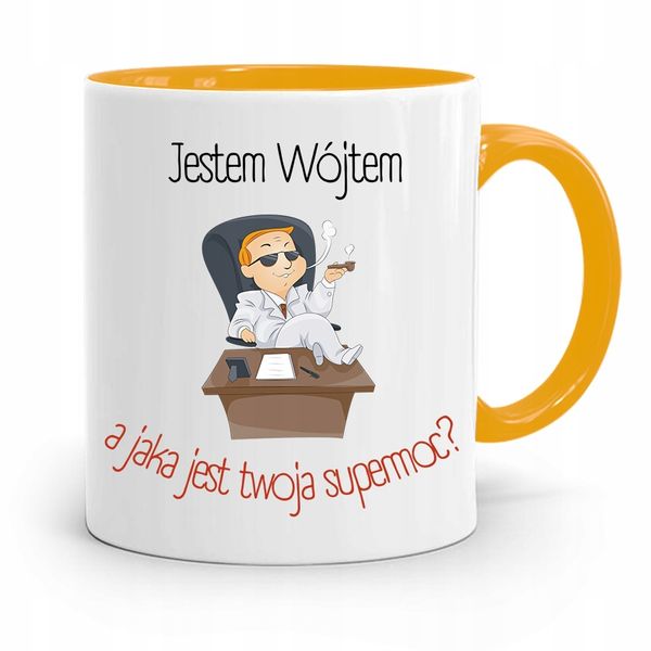Dla Wójta Kubek Żółty Prezent Jestem Wójtem Z Nadrukiem Ze Zdjęciem zdjęcie 1