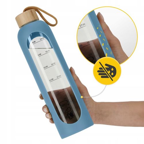 BUTELKA SZKLANA NA WODĘ MOTYWACYJNA SZCZELNA MIARKA SILIKONOWE ETUI 4FIZJO na Arena.pl