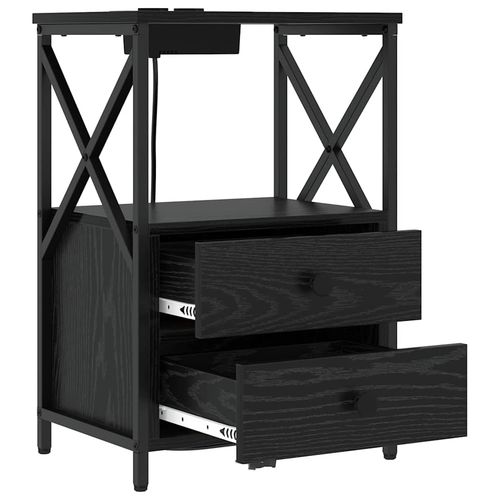 Nocna szafka z stacją ładującą z szufladą Czarny dąb na Arena.pl