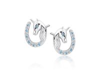 Delikatne rodowane srebrne kolczyki podkowy jednorożce unicorn cyrkonie srebro 925 Z1729E_AQW