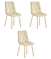 Krzesło tapicerowane LIBRA jasnobeżowe eleganckie do salonu jadalni x3