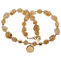 Naszyjnik - Cytryn, złoty hematyt i srebro złocone