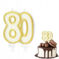 ŚWIECZKA URODZINOWA CYFERKA 80 ZŁOTA METALICZNA CYFRA NA IMPREZĘ URODZINOWĄ