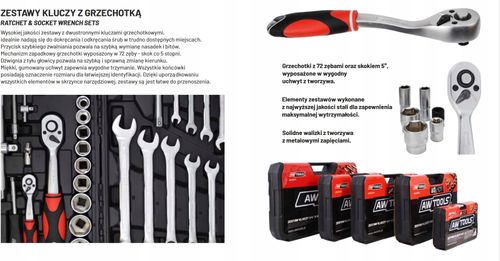 AWTOOLS ZESTAW KLUCZY 225el 1/2"/3/8"/ na Arena.pl