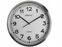 ZEGAR ŚCIENNY OKRĄGŁY Duży 34cm METAL Srebrny MAT