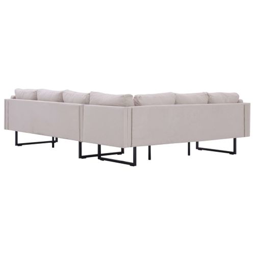 Sofa Narożna, Kremowa, Materiałowa na Arena.pl