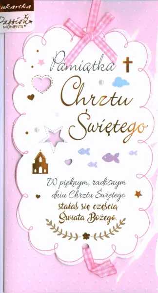 Karnet B6 Na Chrzest, Różowy zdjęcie 1