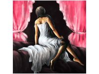 50X50CM PIĘKNA DZIEWCZYNA CZERWIENI OBRAZ