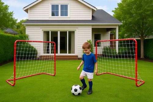 2x BRAMKA PIŁKARSKA ZESTAW DO PIŁKI NOŻNEJ SKŁADANE OGRODOWE 182x122 ZESTAW na Arena.pl