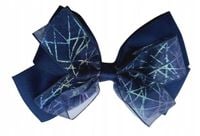 Spinka wsuwka duża kokarda podwójna pajęczyna holo granatowy 12cm