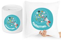 Dla Marketingowca Zestaw Poduszka + Skarbonka Z Nadrukiem Ze Zdjęciem