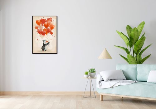 Plakat 53x81cm Pingwinek z Balonami na Arena.pl