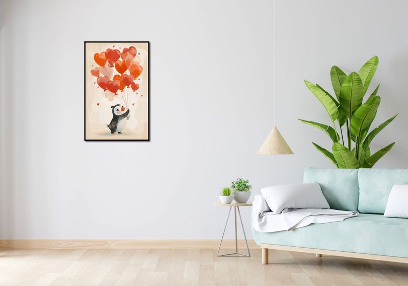 Plakat 53x81cm Pingwinek z Balonami zdjęcie 4