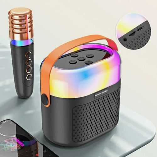 MINI GŁOŚNIK BLUETOOTH 2 MIKROFONY DLA DZIECI ZESTAW DO KARAOKE RGB LED na Arena.pl