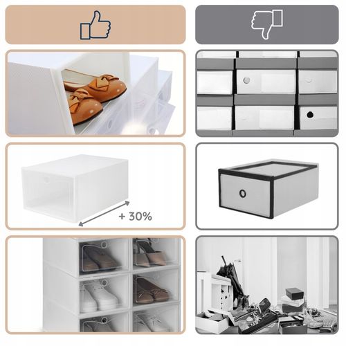 10x PUDEŁKA NA BUTY POJEMNIK ORGANIZER DO BUTÓW Z KLAPĄ MODUŁOWE DO SZAFY na Arena.pl