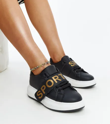 Czarne sneakersy na platformie Ayna 38 na Arena.pl