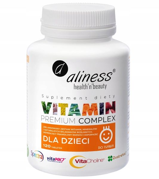 Aliness Premium Vitamin Complex dla dzieci - 120 tabletek do ssania zdjęcie 2