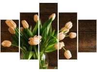 70 100CM OBRAZ 5 ELEM RDZAWE TULIPANY DRUK PŁÓTNO