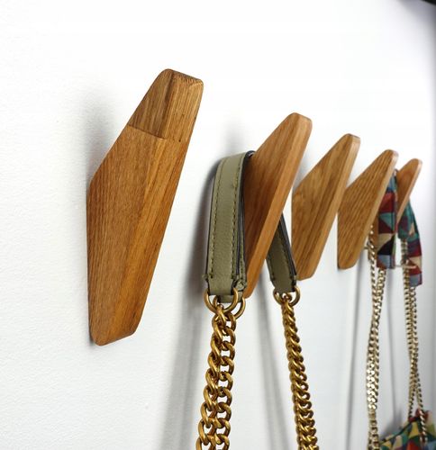 Wieszak na Ubrania do Przedpokoju Drewniany Ścienny Wiszący Brązowy Dębowy na Arena.pl