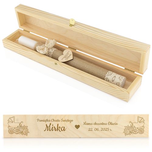 ŚWIECA do chrztu RĘCZNIE ROBIONA w PUDEŁKU + GRAWER IMIĘ DATA na Arena.pl