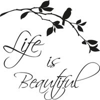 50X50CM LIFE IS BEAUTIFUL NAKLEJKA NAPIS ŚCIANĘ STYLOWO CZARNO BIAŁA