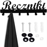 Wieszak loftowy czarny RĘCZNIKI 6 ramion