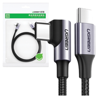 Kabel USB-C do USB-C, kątowy UGREEN  US255 QC 3.0 PD 3A 60W 1m (czarny)