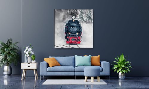 OBRAZ NA PŁÓTNIE 056 Lokomotywa 70x70cm na Arena.pl