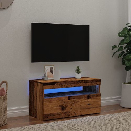 Szafka pod TV z oświetleniem LED, stare drewno, 75x35x40 cm na Arena.pl