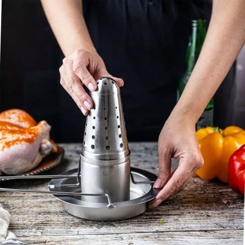 stojak do pieczenia kurczaka z ociekaczem i aromatyzerem kinghoff kh-1880 na Arena.pl