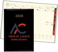 Kalendarz A5 2026 tygodniowy TERMINARZ LOGO GRAFIKA TEKST z nadrukiem UV