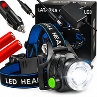 LATARKA CZOŁOWA ZOOM LED CREE T6 BARDZO MOCNA CZOŁÓWKA LAMPKA AKUMULATOROWA