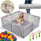 KOJEC DZIECIĘCY 150x180 cm PLAC ZABAW SUCHY BASEN + UCHWYTY I 50 PIŁEK