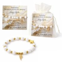Bransoletka Różaniec z Grawerem Agat Skrzydełko Pamiątka Prezent na Komunię