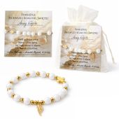 Bransoletka Różaniec z Grawerem Agat Skrzydełko Pamiątka Prezent na Komunię