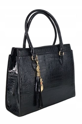 Torebka damska klasyczna duża do ręki lakierowana pojemna z brelokiem na Arena.pl